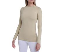 TCA Super Thermal Tops Womens, Long Sleeve Tops Women Running, Ski Base Layers - Compression Shirts Woman - Sandstorm, L