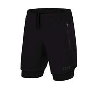 TCA Ultra 2 in 1 Compression Shorts Men Running Gym Shorts for Men with 2X Zipped Pockets - Anthracite, L