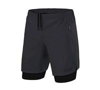 TCA Ultra 2 in 1 Compression Shorts Men Running Gym Shorts for Men with 2X Zipped Pockets - Asphalt, S