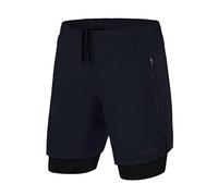 TCA Ultra 2 in 1 Compression Shorts Men Running Gym Shorts for Men with 2X Zipped Pockets - Navy/Black, XXL