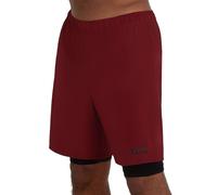 TCA Ultra 2 in 1 Compression Shorts Men Running Gym Shorts for Men with Back Zipped Pocket - Cabernet/Black, M