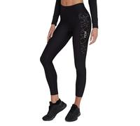 TCA Women's 3/4 Padded Cycling Leggings High Waist Breathable Bike Shorts with Pockets Anti-Slip Quick Dry - Black Graphic, S