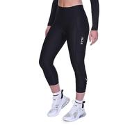 TCA Women's 3/4 Padded Cycling Leggings High Waist Breathable Bike Shorts with Pockets Anti-Slip Quick Dry - Black Stealth, XL