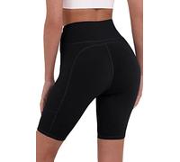 TCA Women's Equilibrium Yoga Workout Athletic Gym Running High Waisted Short with Phone Pocket - Black, XS