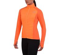 TCA Women's Excel Runner All-Season Reflective Hooded Thermal Water Repellent Packable Running Training Jacket with Pockets - Neon Orange, M
