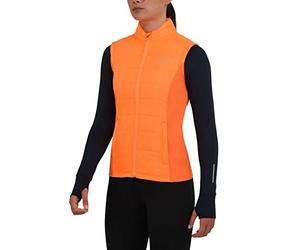 TCA Women's Excel Runner Walking Hiking Lightweight Thermal Padded Vest with Zipper Pockets, Winter Puffer for Women - Neon Orange, S