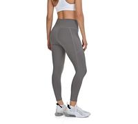 TCA Women's High Waisted 7/8 Leggings- Tummy Control Buttery Soft Leggings with 2 Open Side Pockets for Running, Gym, and Yoga - Charcoal, XS