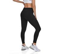TCA Women's High Waisted 7/8 Leggings- Tummy Control Buttery Soft Leggings with 2 Open Side Pockets for Running, Gym, and Yoga - Black Stealth, XL