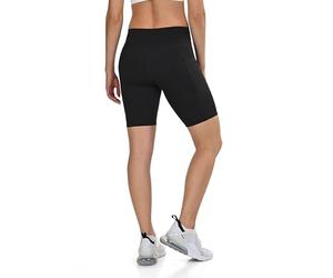 TCA Women's High Waisted Yoga Shorts - Tummy Control Buttery Soft Biker Shorts with 2 Open Side Pockets for Running, Gym, and Workout - Black Stealth, XS