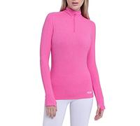 TCA Women's Lightweight Workout Fusion Quickdry Long Sleeve Half-Zip Running Top with Thumbholes and Pocket