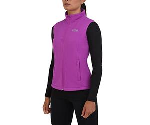 TCA Women's Reflective Flyweight Wind-Proof Running Workout Training Cycling Gilet with Zip Pockets - Neon Fuchsia, L