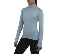 TCA Women's SuperThermal Long Sleeve Performance Base Layer Running Training Workout Top - Mock Neck - with Thumbholes - Tourmaline, M