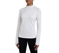 TCA Women's SuperThermal Long Sleeve Performance Base Layer Running Training Workout Top - Mock Neck - with Thumbholes - Marshmallow, XL