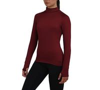 TCA Women's SuperThermal Long Sleeve Performance Base Layer Running Training Workout Top - Mock Neck - with Thumbholes - Cabernet, L
