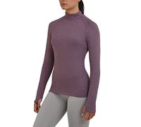 TCA Women's SuperThermal Long Sleeve Performance Base Layer Running Training Workout Top - Mock Neck - with Thumbholes - Prune, XL