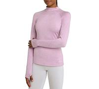 TCA Women's SuperThermal Long Sleeve Performance Base Layer Running Training Workout Top - Mock Neck - with Thumbholes - Candyfloss, XS