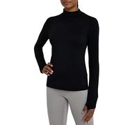 TCA Women's SuperThermal Long Sleeve Performance Base Layer Running Training Workout Top - Mock Neck - with Thumbholes - Black Rock, S