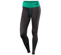 TCA Women's SuperThermal Performance Workout High Waisted Running Training Tights Leggings with Pocket - Black/Petrol, XS