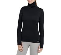 TCA Women's Warm Up Long Sleeve Training Workout Funnel Neck Thermal Running Top with Thumbholes - Black Rock, XS