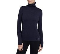 TCA Women's Warm Up Long Sleeve Training Workout Funnel Neck Thermal Running Top with Thumbholes - Night Sky, S