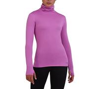 TCA Women's Warm Up Long Sleeve Training Workout Funnel Neck Thermal Running Top with Thumbholes - Spring Crocus, M