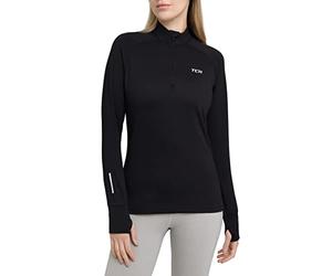 TCA Women's Winter Run Half-Zip Long Sleeve Running Reflective Training Workout Outdoor Athletic Top - Black, M