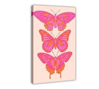tcagd Funky Pink Orange Butterfly Canvas Poster Wall Art Decor Print Picture Paintings for Living Room Bedroom Decoration 12x18inch(30x45cm)