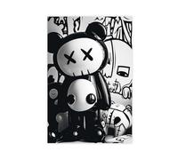 tcagd Hypebeast Room Decor Black And White Graffiti Bear Street Wear Hip Hop Art Canvas Poster Wall Art Decor Print Picture Paintings for Living Room Bedroom Decoration 12x18inch(30x45cm)