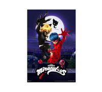 tcagd Miraculous Ladybug And Cat Noir Team Up Cartoon TV Series Movie Canvas Poster Wall Art Decor Print Picture Paintings for Living Room Bedroom Decoration 12x18inch(30x45cm)