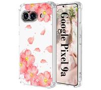 Tcaraersing for Google Pixel 9A Case Clear with Flower Pattern, Upgraded [Full Camera Protection] Shockproof Bumper Corner Transparent Soft TPU Slim Floral Cover for Girls Women, Cherry Blossom