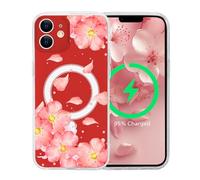 Tcaraersing for iPhone 12/12 Pro Flower Magnetic Clear Case [Compatible with MagSafe] Floral Print Shockproof [Hard PC Back Soft TPU Edge] Slim Cover for Girls Women iPhone 12/12 Pro, Cherry Blossom