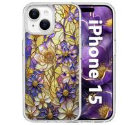 Tcaraersing for iPhone 15 Floral Case, Stylish Clear Magnetic Cover, Irises