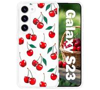 Tcaraersing Magnetic Case for Samsung Galaxy S23 6.1" Clear Flower Case, Cute Floral Aesthetic Design & Compatible with MagSafe, Slim Fit Shockproof Cover for Women Girls, Cherry