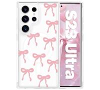 Tcaraersing Magnetic Case for Samsung Galaxy S23 Ultra 6.8" Clear Flower Case, Cute Floral Aesthetic Design & Compatible with MagSafe, Slim Fit Shockproof Cover for Women Girls, Pink Bow