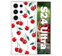 Tcaraersing Magnetic Case for Samsung Galaxy S24 Ultra 6.8" Clear Flower Case, Cute Floral Aesthetic Design & Compatible with MagSafe, Slim Fit Shockproof Cover for Women Girls, Cherry