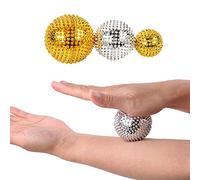 Tcare-1Pair Hand Magnetic Therapy Spiky Massage Ball Pressure Relief Trigger Point Palm Acupuncture Massage Pocket Massage Ball Beauty Massage Ball (Gold, S)