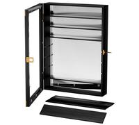 Tcatec 18x25 Inch Shot Glass Display Case with Removable Shelves, Wood Liquor and Shot Glass Display Cabinet with Bult-in Mirror Wall Mounted Storage Shelf Shadow Box with Lockable Acrylic Door