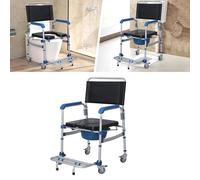 Tcatec Commode Toilet Chair with Wheels Shower Chair Commode with Removable Toilet Shower Chair with Wheels for Elderly Shower Commode Seat for Disabled People, Pregnant Women, Patients and Elderly