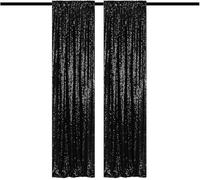 TCBESTO Black Sequin Backdrop Curtains Glitter Drapes 2FTx8FT 2 Panels