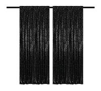 TCBESTO Black Sequin Curtains 4FTx8FT 2 Panels