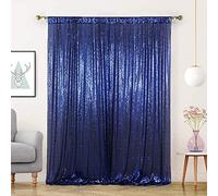 TCBESTO Navy Blue Sequin Backdrop Curtain 8FT x 8FT 1Panel Navy Glitter Photography Background Sequence Backdrop for Wedding Party Xmas Thanksgiving Holiday Festival Decor