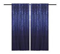 TCBESTO Navy Blue Sequin Backdrop Curtains 4FTx8FT 2 Panels