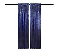TCBESTO Navy Blue Sequin Backdrop Curtains Glitter Drapes 2FTx8FT 2 Panels