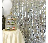 TCBESTO Silver Sequin Backdrop Curtain,8x6FT Glitter Photo Background for Wedding Party Thanksgiving,Large Sequin Curtain Shimmer Wall Backdrop