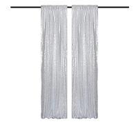 TCBESTO Silver Sequin Backdrop Curtains 2FTx8FT 2 Panels Sparkle Backdrop Curtain Drapes Glitter Backdrop Photo Background for Wedding Baby Shower Xmas Birthday Parties