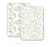 TCBunny 2 Pack Premium Fitted Baby 38X26 Mini Crib Sheets, Pack N Play Bassinet Sheets - Ultra-Soft 100% Cotton, Stylish Rabbit, and Garden Pattern, Safe and Snug for Baby