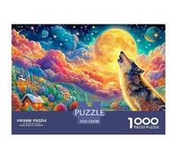 Tcc00916_colorful_wolf_howling_at_the_moon_digital_art_style_co_abafaeb5-3e4f-4e34-bc41-8a642b1d5d78_2 1000Pc Jigsaw Puzzle Enchanted Spirit Wolf - Ideal for Family Fun, Adults & Kids 52x38cm/1000pcs