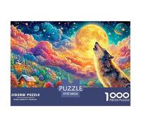 Tcc00916_colorful_wolf_howling_at_the_moon_digital_art_style_co_abafaeb5-3e4f-4e34-bc41-8a642b1d5d78_2 1000Pc Jigsaw Puzzle Enchanted Spirit Wolf - Premium Quality, Great for Adults & Kids 38x26cm/100