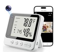 Tccbac Hidden Camera Thermometer Hygrometer, 4K Discreet Nanny Camera - WiFi Remote View, Night Vision, Motion Detection,3-in-1 Wireless Spy Camera for Home/Office/Pet (White) Visit the Store