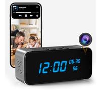 Tccbac Wireless Indoor Hidden Camera for Home Security 3-in-1 Nanny Cam with Clock & Bluetooth Speaker, 4K HD Night Vision, Motion Detection, spy clock camera